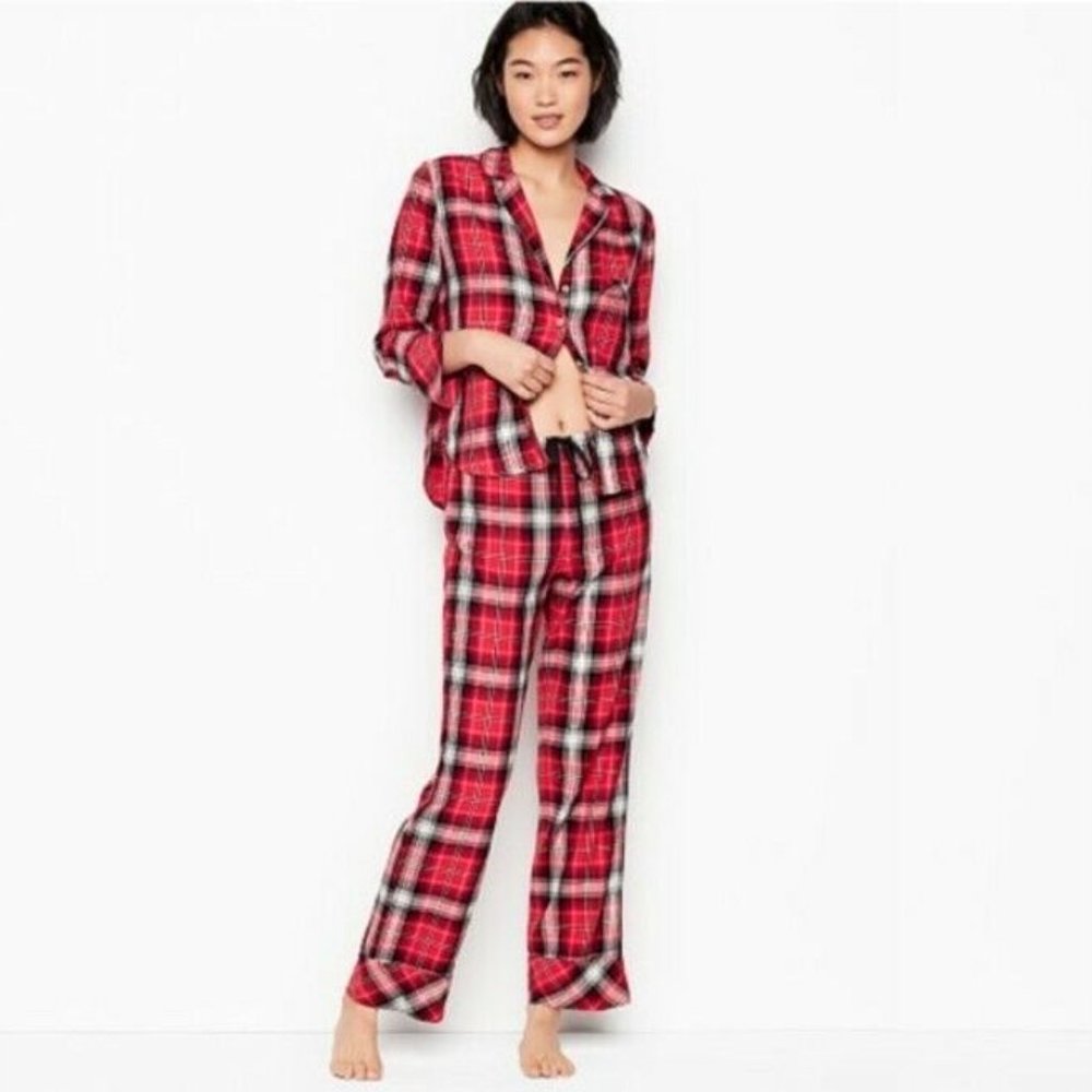 Victoria Secret Red Plaid Flannel Pajama Pant Set